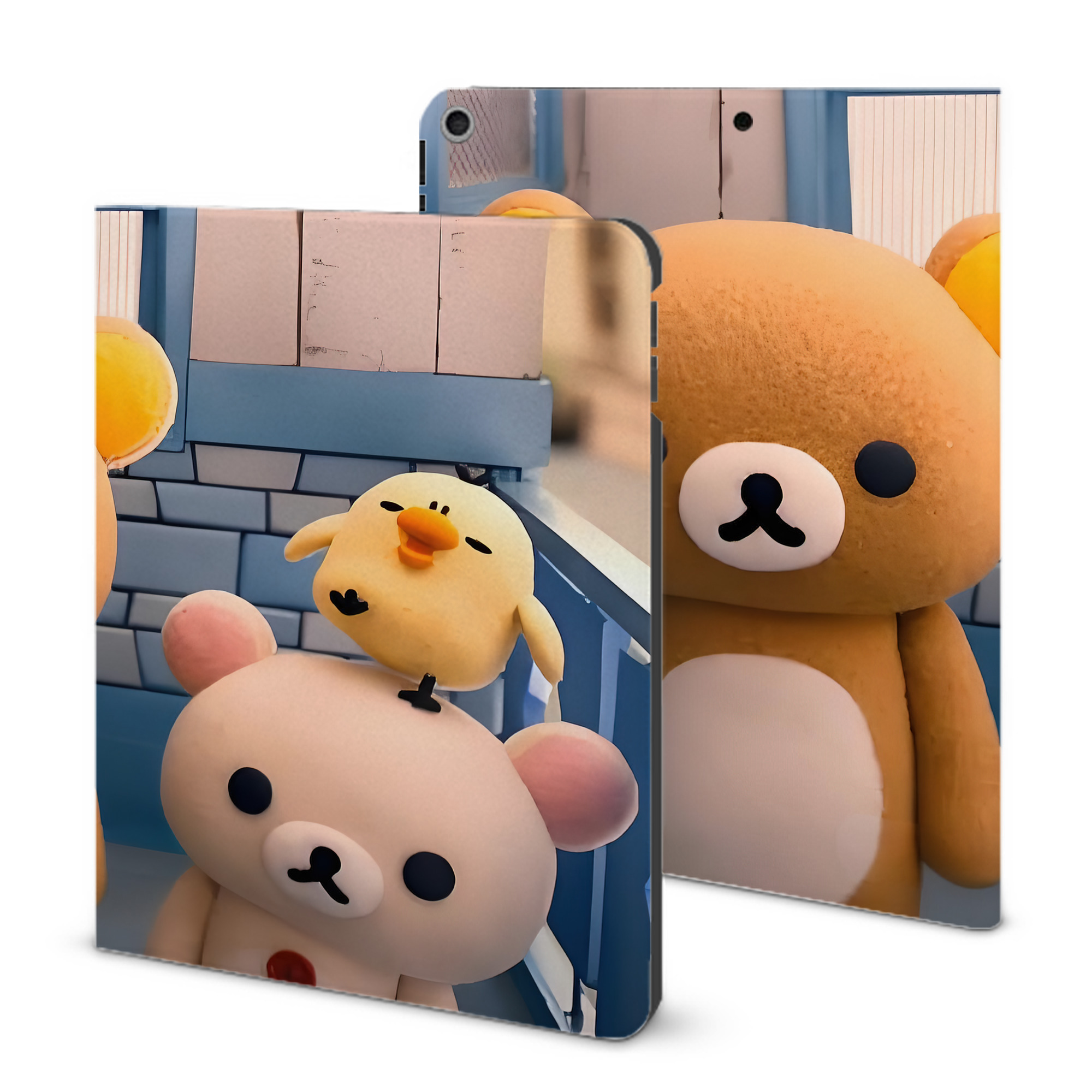 （画像用） リラックマ リラックマ キイロイトリ Rilakkuma Korilakkuma Kiiroitori IPad ケース ブック型 PUレザー TPU 耐衝撃 軽量 薄型 ペン収納なし 全面保護 IPad 各モデル対応